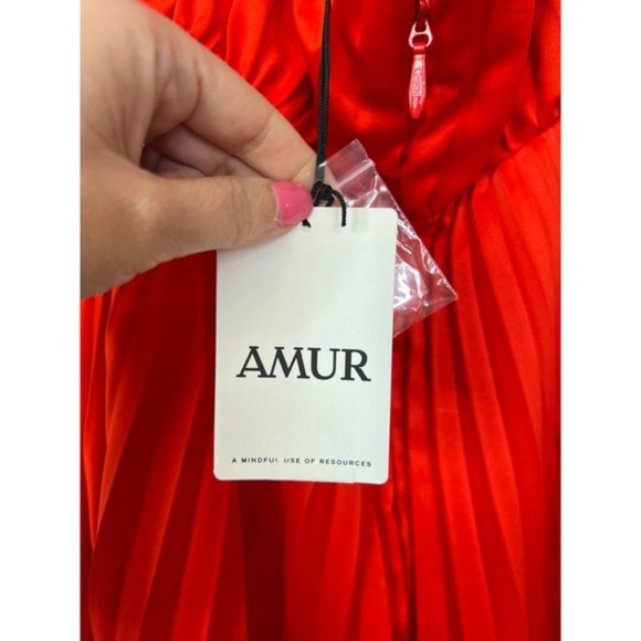 NWT Amur Amiri Halter Pleated Fit and Flare Red Low Back Mini Dress - Picture 5 of 8